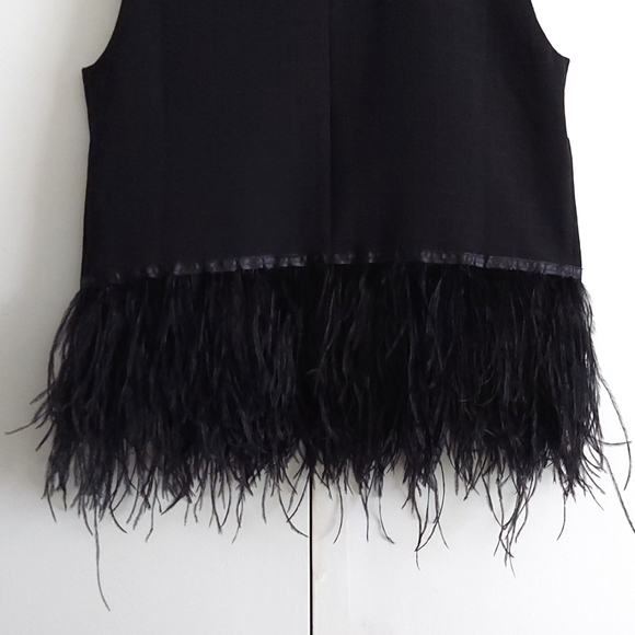 Endless Rose Black Feathered Hem & Exposed Silvertone Zipper Camisole Size Small - Picture 7 of 16